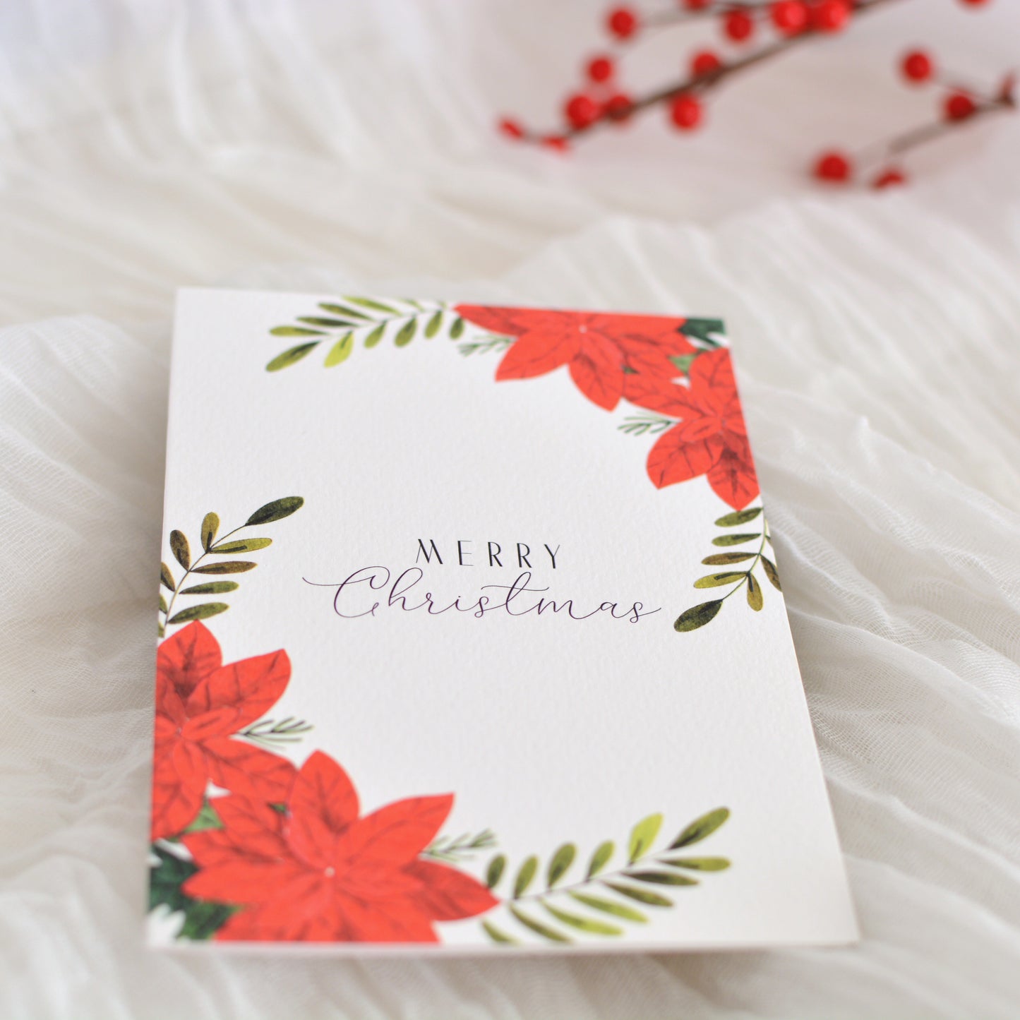 Classic Poinsettia Christmas Card