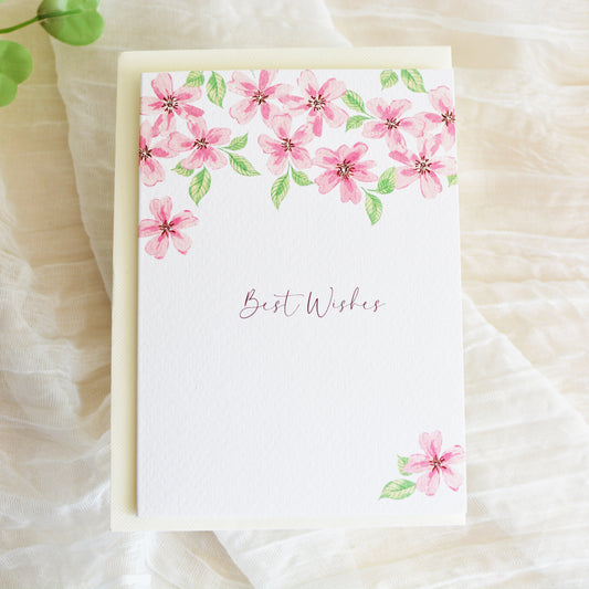 Cherry Blossom Best Wishes Greeting Card