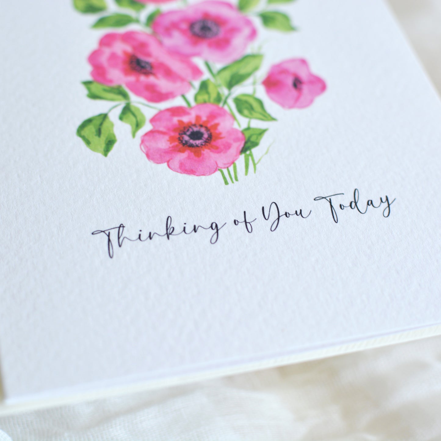 Fuchsia Poppies Thinking of You Card