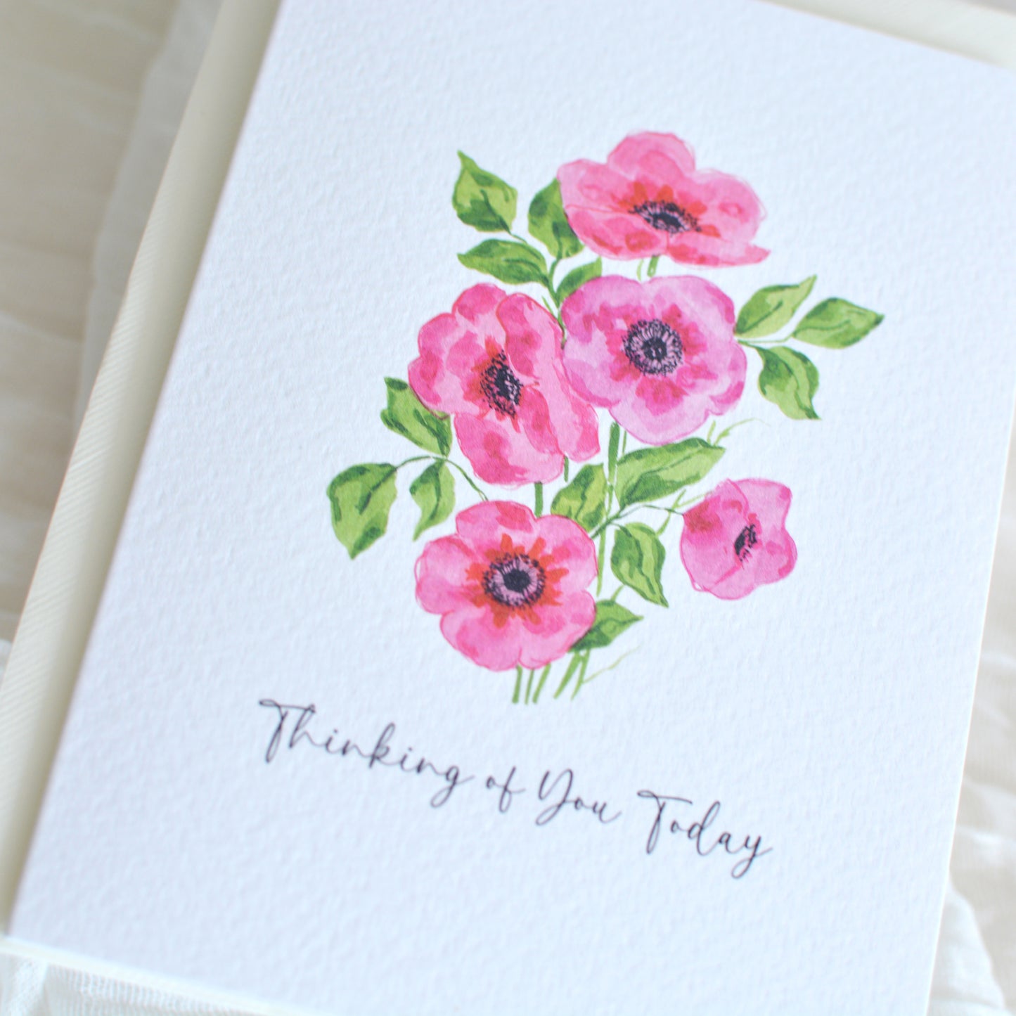 Fuchsia Poppies Thinking of You Card