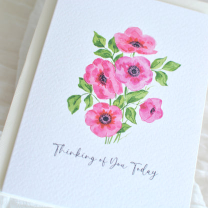 Fuchsia Poppies Thinking of You Card