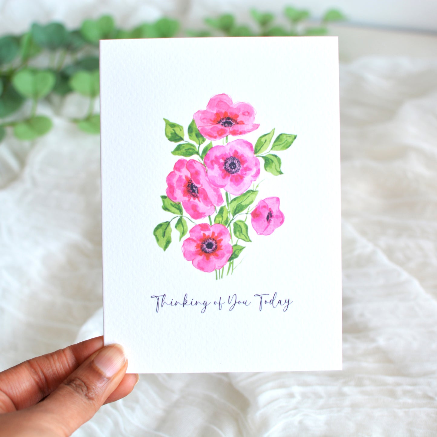 Fuchsia Poppies Thinking of You Card