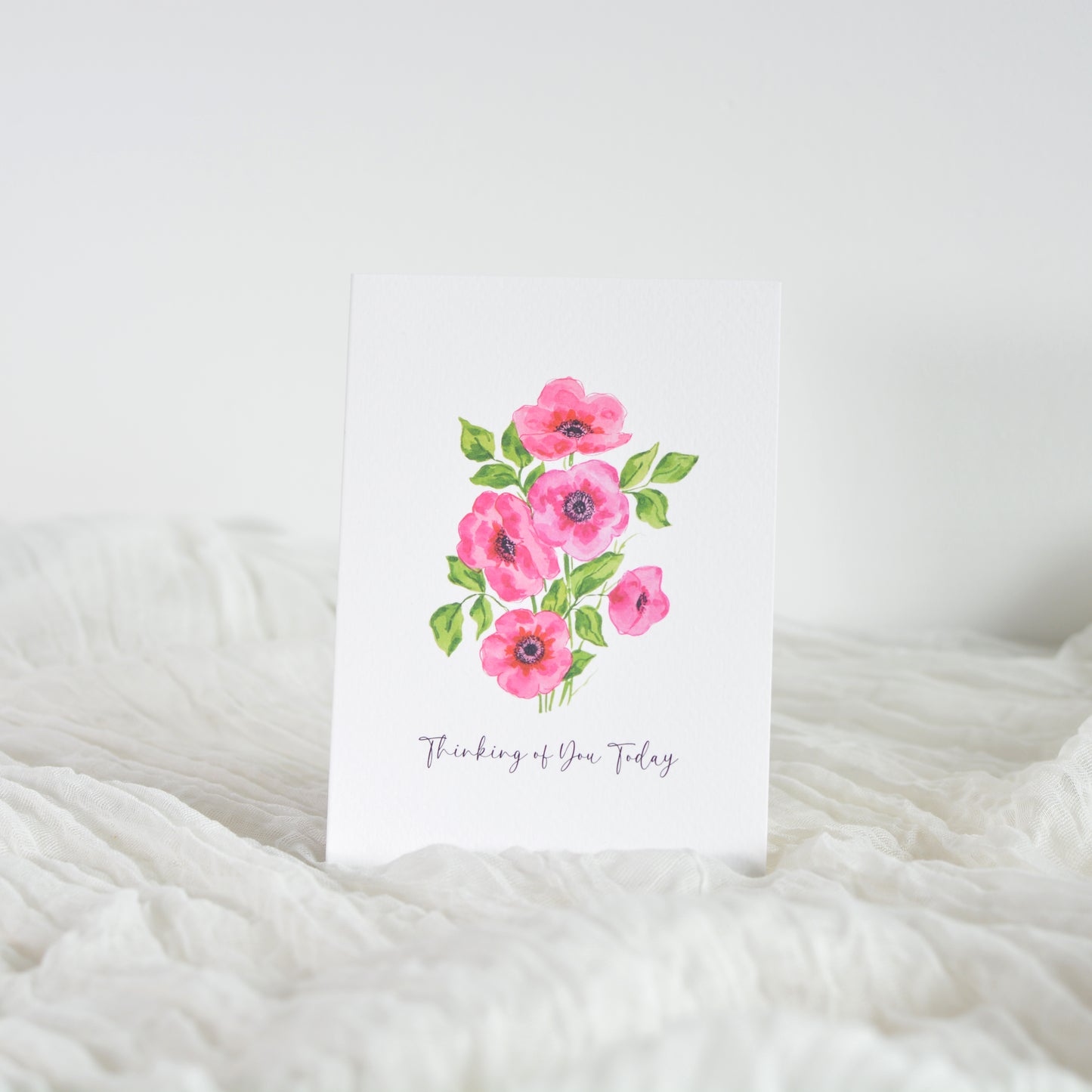 Fuchsia Poppies Thinking of You Card