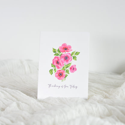 Fuchsia Poppies Thinking of You Card