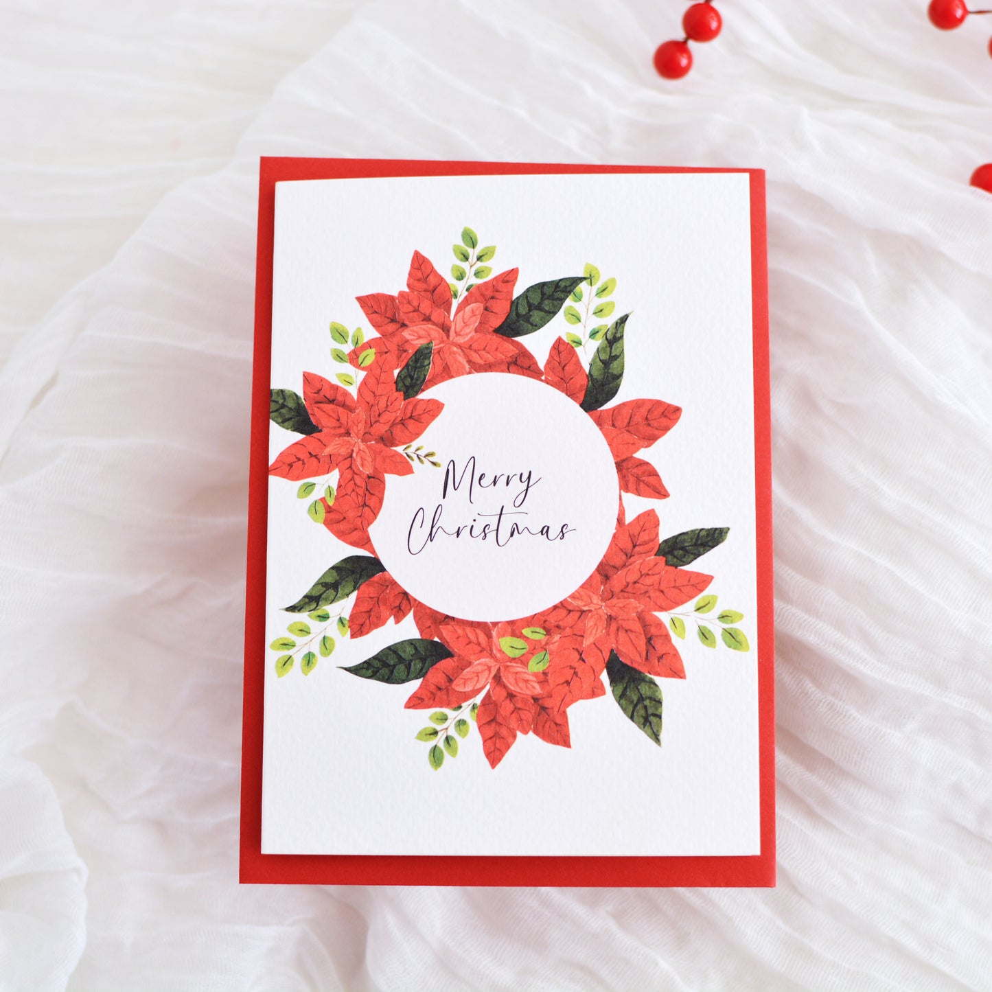 Poinsettia Bloom Christmas Card