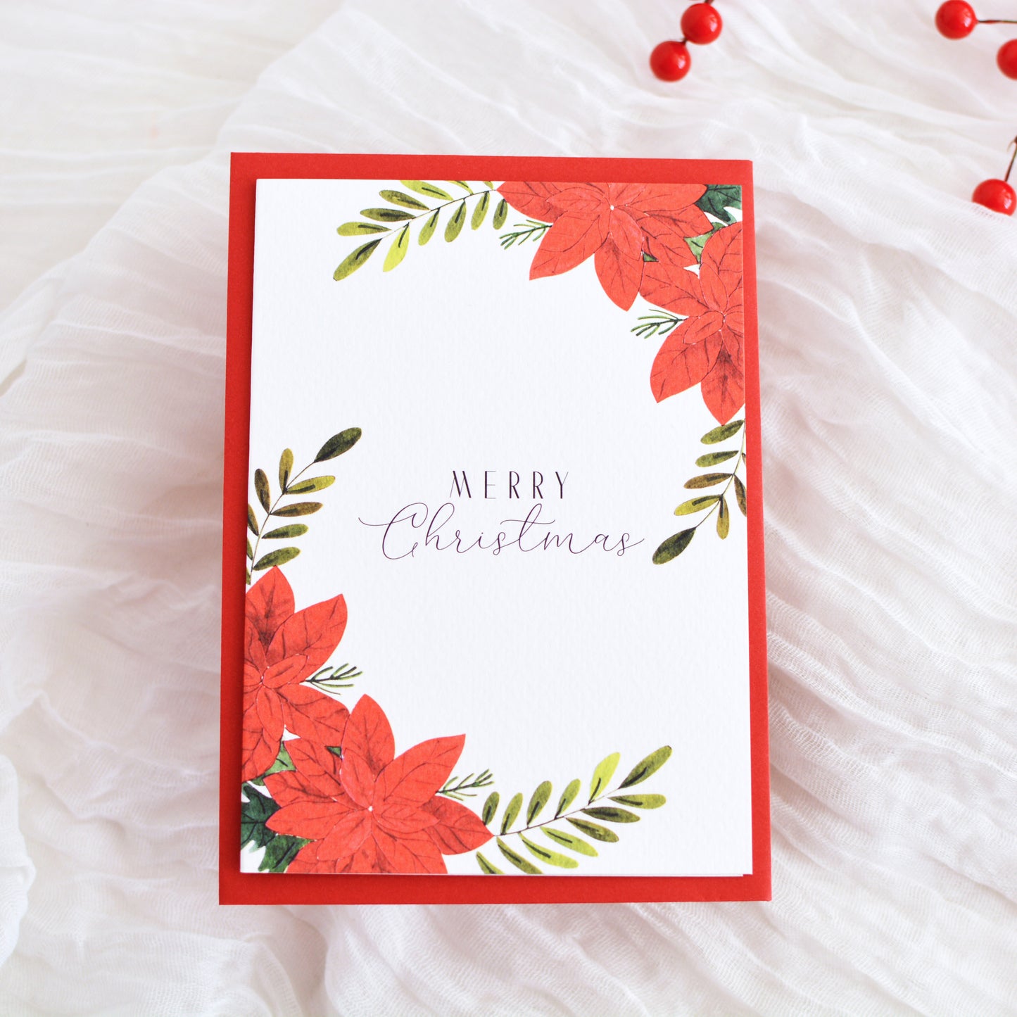 Classic Poinsettia Christmas Card