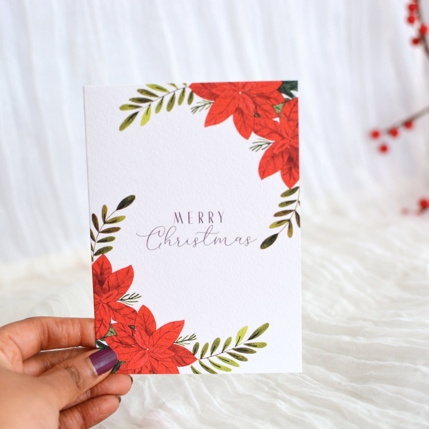 Classic Poinsettia Christmas Card