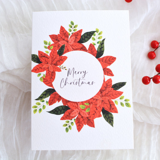 Poinsettia Bloom Christmas Card