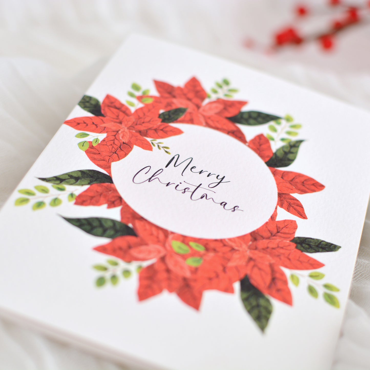 Poinsettia Bloom Christmas Card