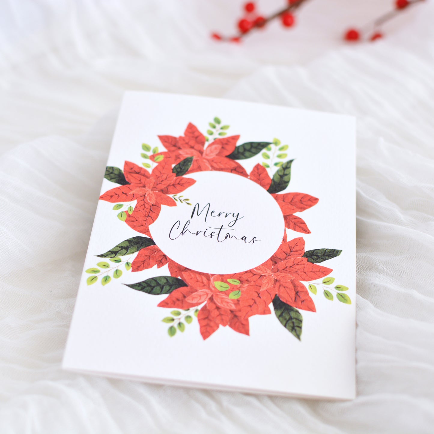 Poinsettia Bloom Christmas Card