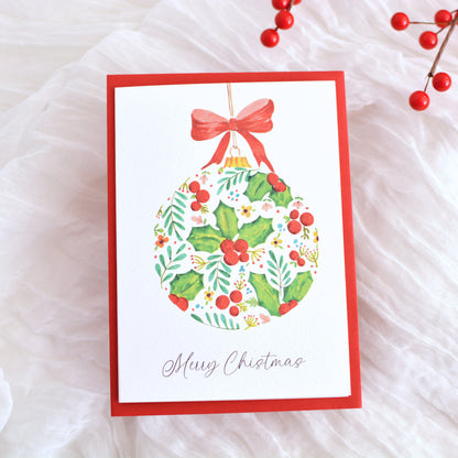 Holly & Berries Christmas Ornament Card