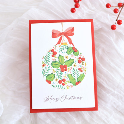 Holly & Berries Christmas Ornament Card