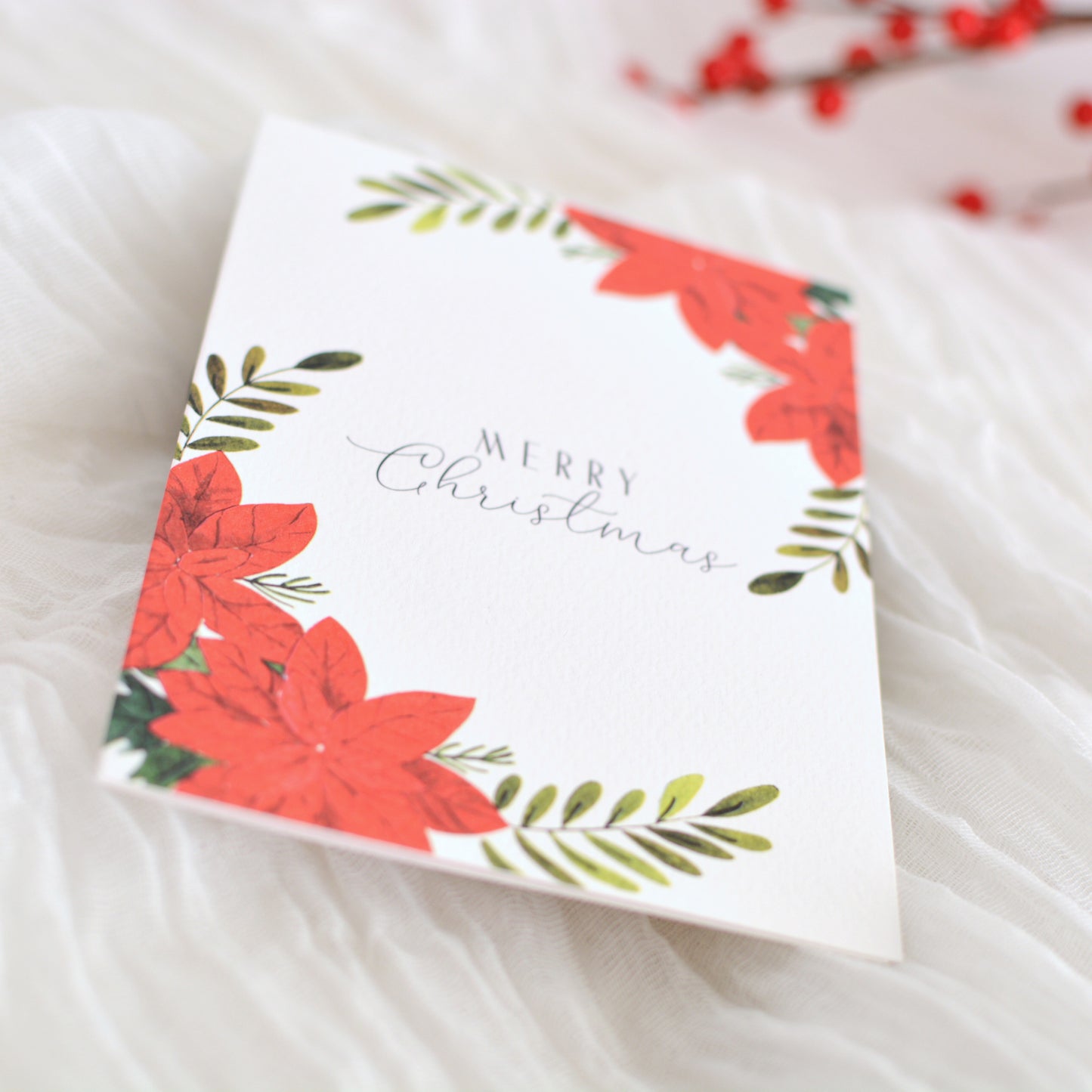 Classic Poinsettia Christmas Card