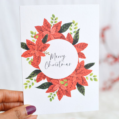 Poinsettia Bloom Christmas Card