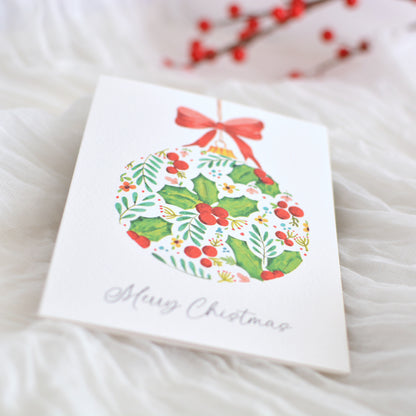 Holly & Berries Christmas Ornament Card