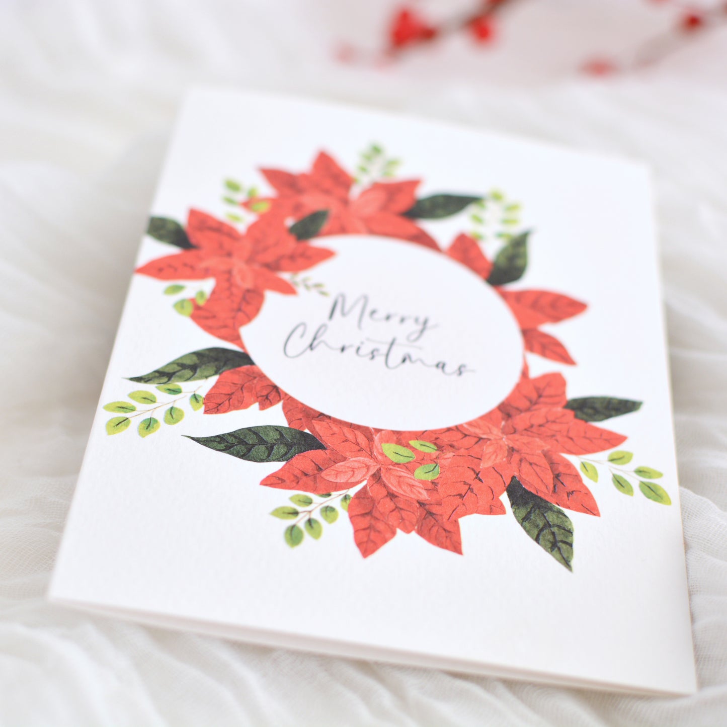 Poinsettia Bloom Christmas Card