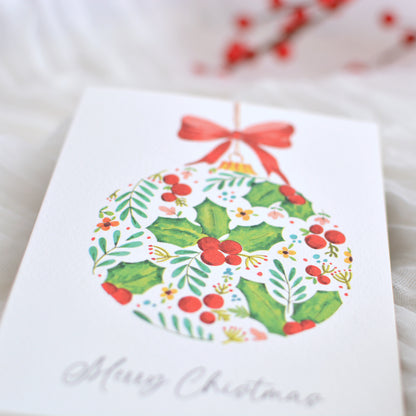 Holly & Berries Christmas Ornament Card